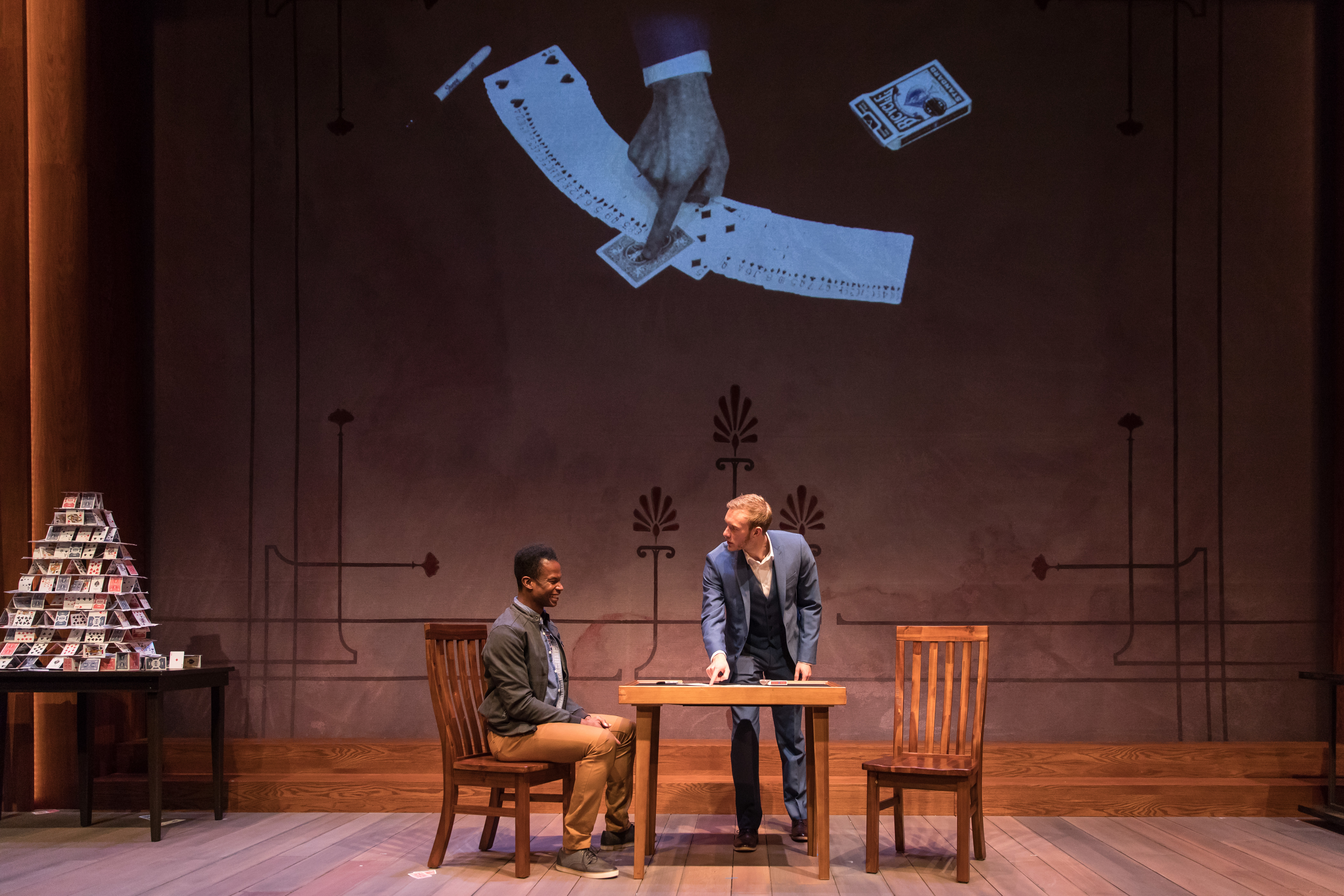 Sean Parris as The Diver and Brett Schneider as The Magician in The Magic Play. Photo by Liz Lauren.