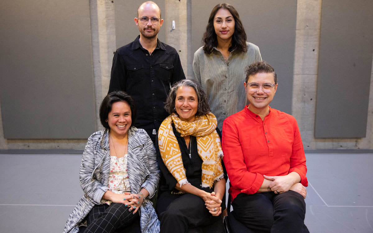 L to R: (standing) Solomon Weisbard, Macarena Subiabre, (sitting) Kristen Mun, Nora el Samahy, and Evren Odcikin