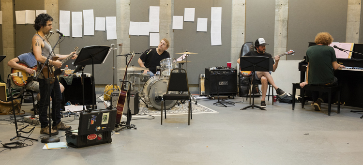 Blitzen Trapper (L-R): Erik Menteer, Eric Earley, Brian Adrian Koch, Michael Van Pelt and Marty Marquis. Photo by Kate Szrom.