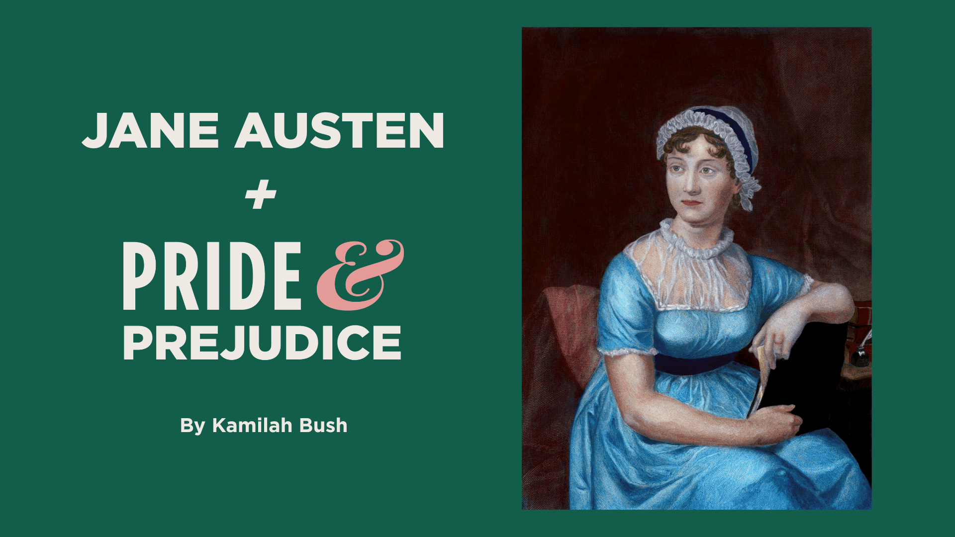 woman in period dress with a bonnet and blue dress posing for a painting.