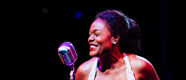 Deidrie Henry as Billie Holiday in Lady Day at Emerson's Bar and Grill at The Armory.&nbsp;Photo by Patrick Weishampel/blankeye.tv.