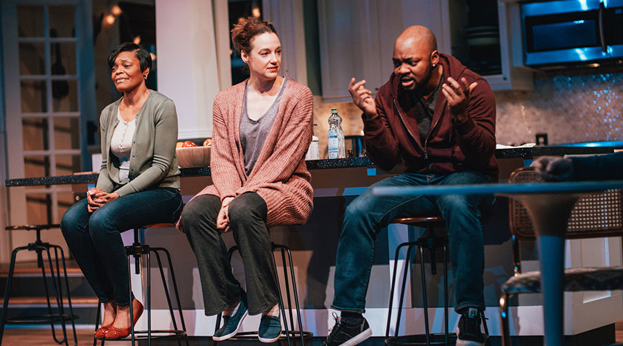 L-R: Lisa Renee Pitts, Dana Green, and Brian Michael Smith in Tiny Beautiful Things.&nbsp;Photo by Patrick Weishampel/blankeye.tv.