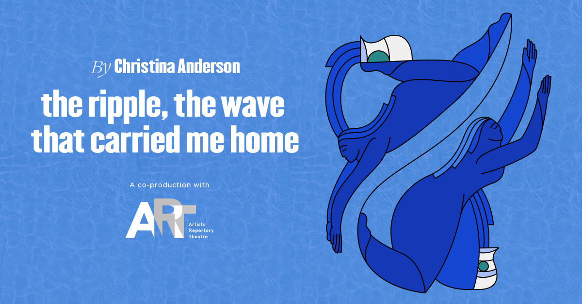 The title "the ripple, the wave that carried be home" with artwork of two women with water pitchers swirling in a yin-and-yang-like circle.