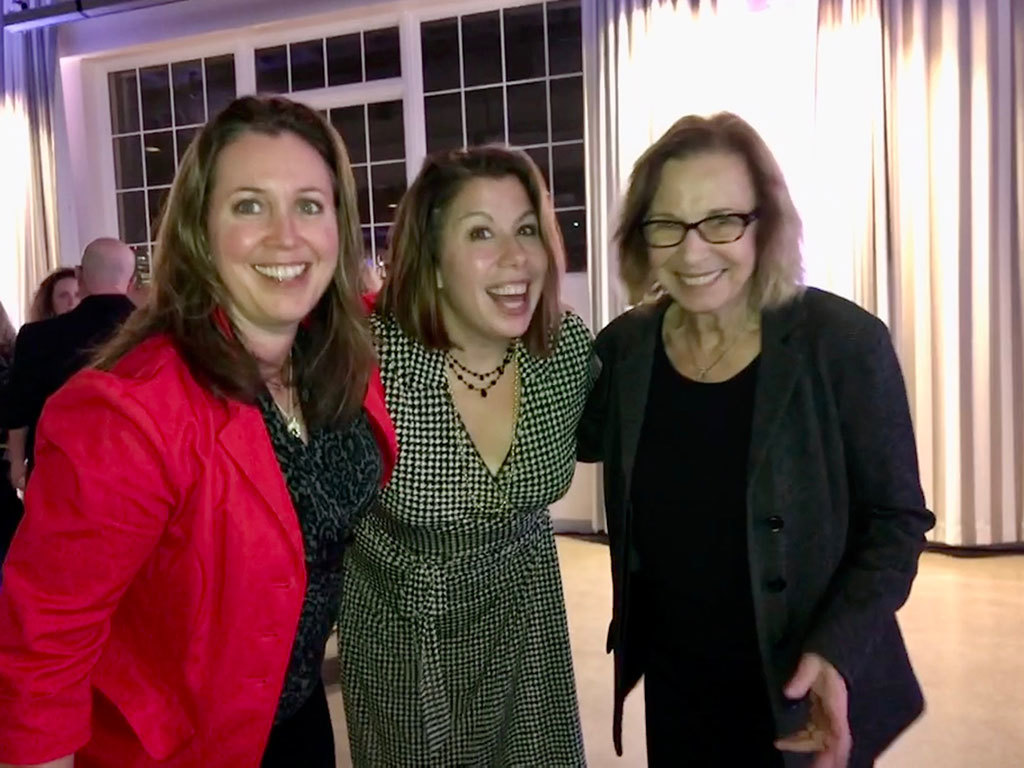 Board Member Sarah J. Crooks and former staff member Jennifer Goldsmith celebrating with Diana Gerding at a donor reception